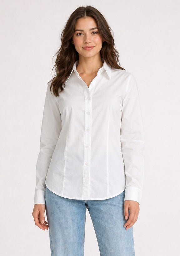 Classic Tailored Cotton Shirt - White