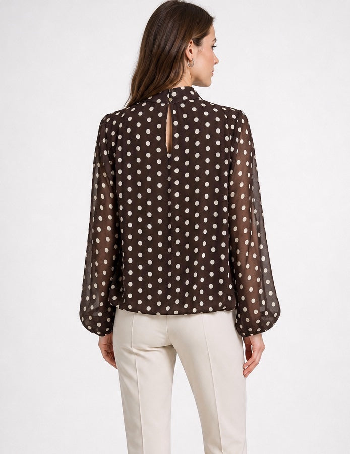Polka Dot High Neck Blouse - Mixed Pack (2)