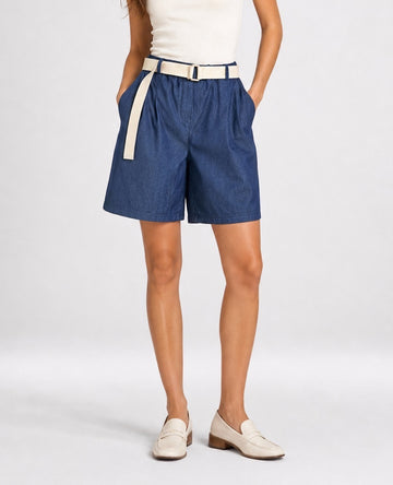 Elasticated Waist Relaxed Fit Shorts - Denim