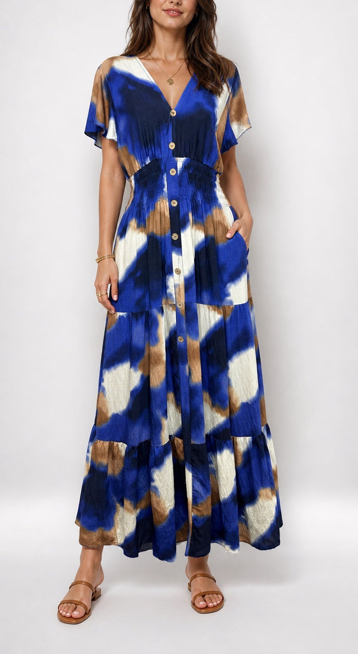 Bohemian Tie-Dye Tiered Maxi Dress - Mixed Pack