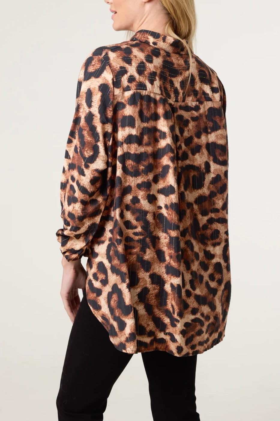 Leopard Print Tie-Front Shirt - Brown (2)