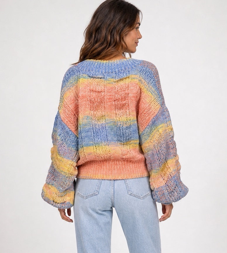 Marbled Stripe Floral Button Cardigan - Mixed Pack (2)