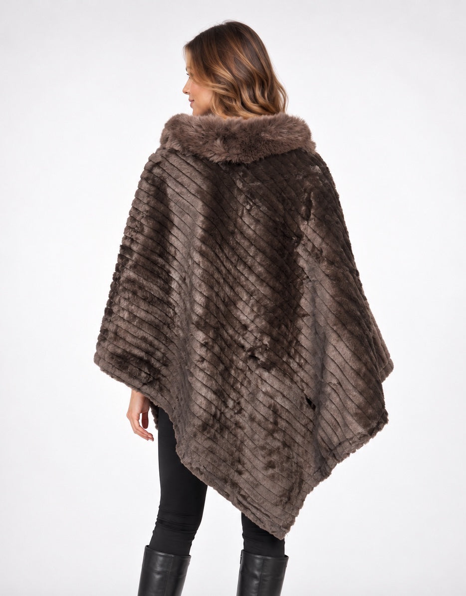 Faux Fur Ribbed Poncho - Mixed Pack (2)
