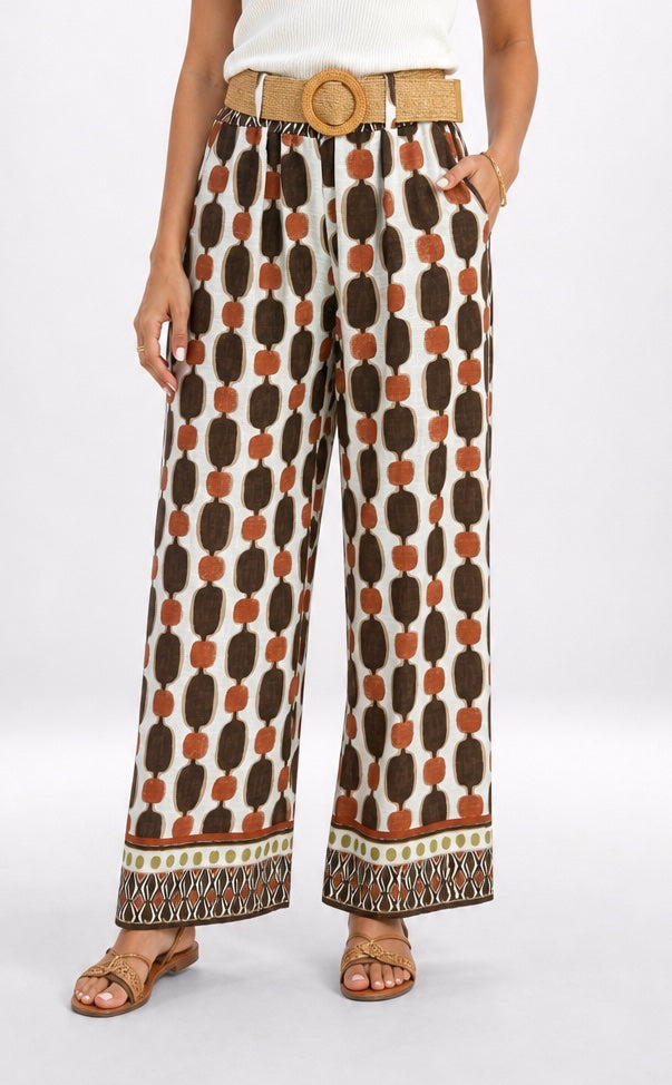 Geometric Print Wide-Leg Trousers - Mixed Pack