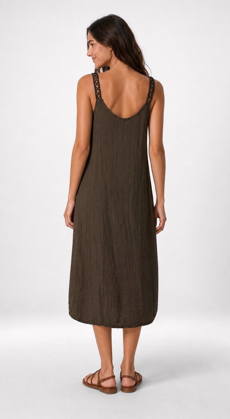 Embroidered Midi Dress with Braided Straps - Mixed Pack (2)