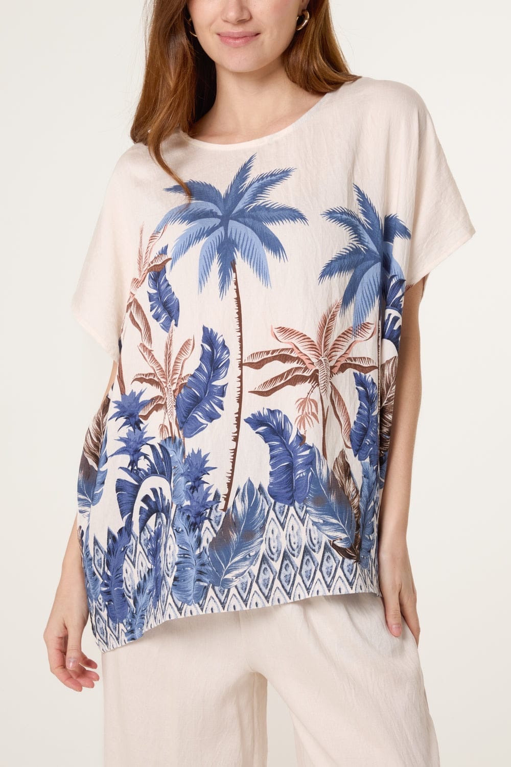 Palm Tree Print Relaxed Set - Blue (2)