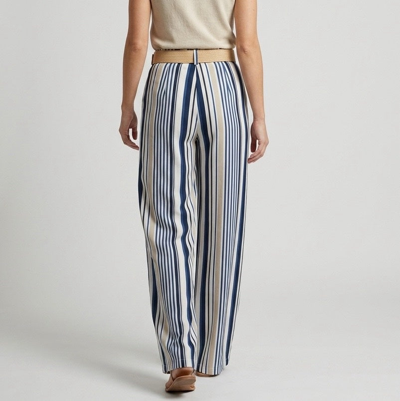 Striped High-Waist Wide-Leg Trousers - Mixed Pack (2)