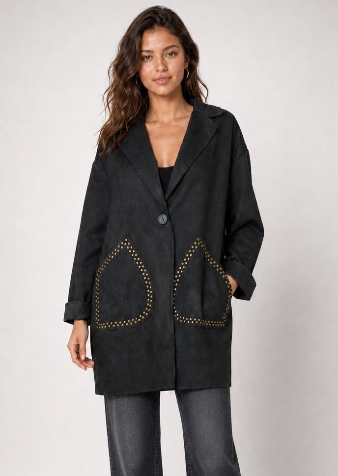 Studded Faux Suede Longline Jacket - Mixed Pack