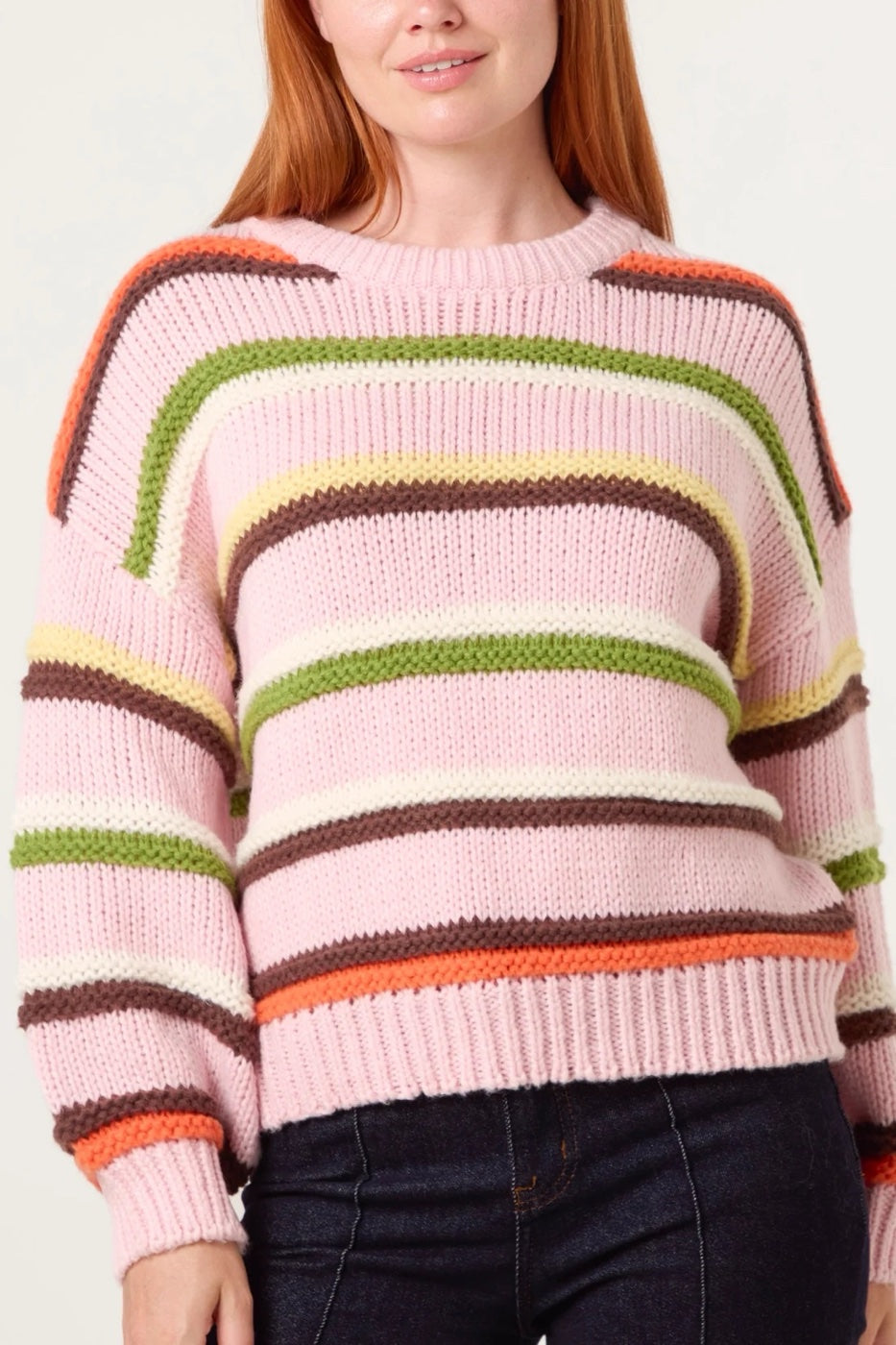 Stripe Knit Sweater - Pink