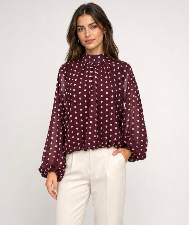 Polka Dot High Neck Blouse - Mixed Pack