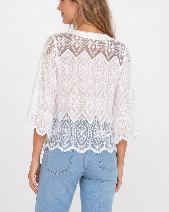 Lace Button Front V Neck Top - Mixed Pack