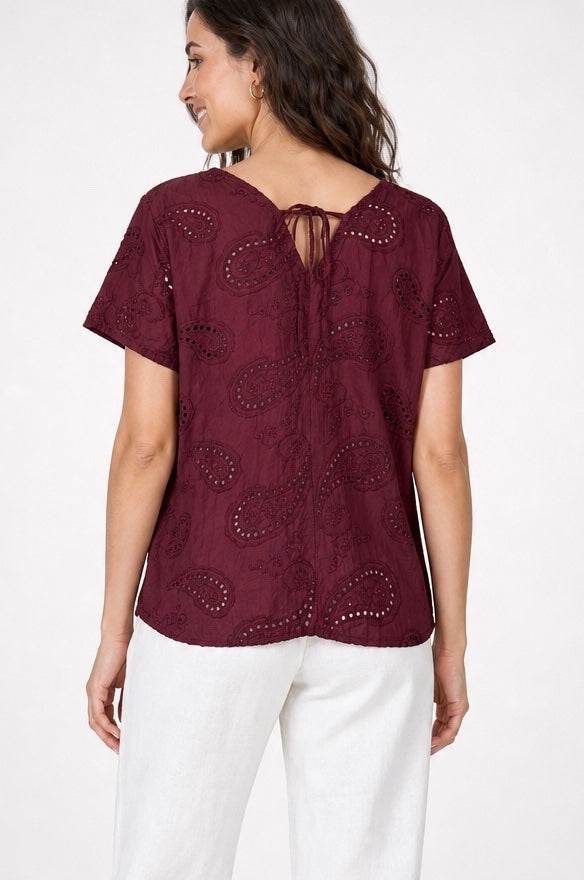 Paisley Embroidered Eyelet Tie Back Top - Mixed Pack (2)