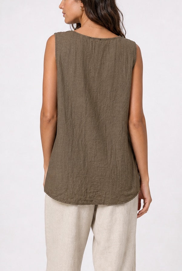 Linen Blend Asymmetric Crossover Sleeveless Top - Mixed Pack (2)