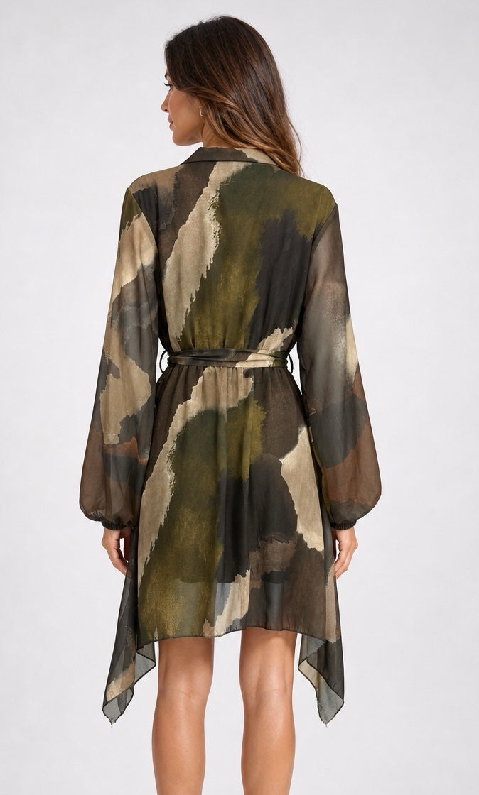 Abstract Print Collared Midi Dress - Mixed Pack (2)