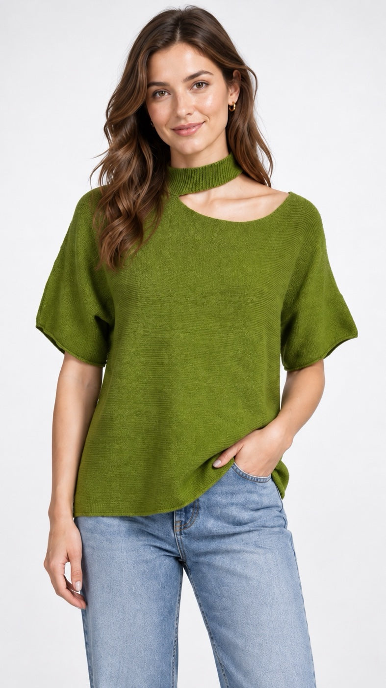 Cut-out Neck Ribbed Knit Sweater - Mixed Pack