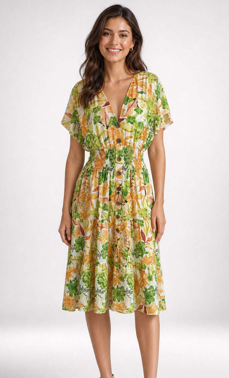 Vintage Floral Print Midi Dress - Mixed Pack