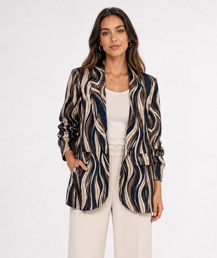 Abstract Print Blazer - Mixed