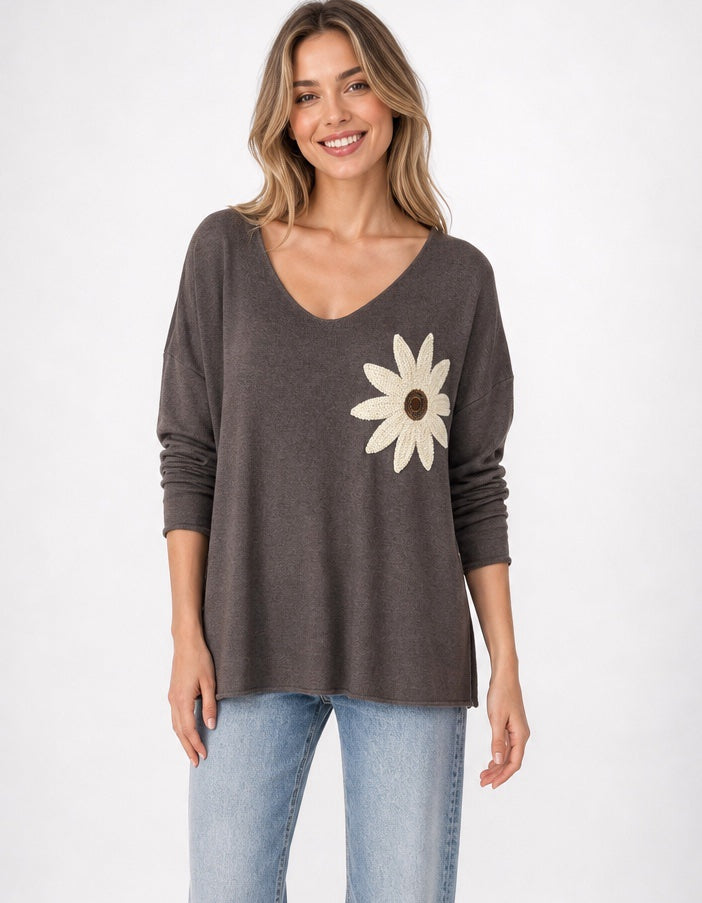 Floral Appliqué Wool Blend Knitted Jumper - Mixed Pack
