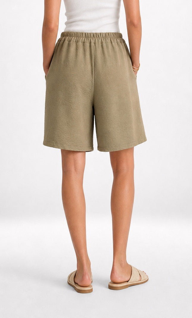 Textured Culotte Shorts with Button Detail - Mixed Pack (2)