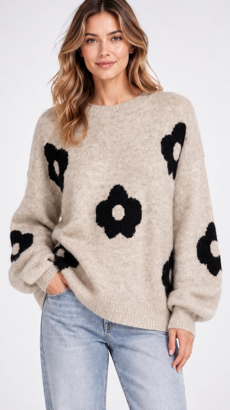 Floral Motif Crew Neck Jumper - Mixed Pack
