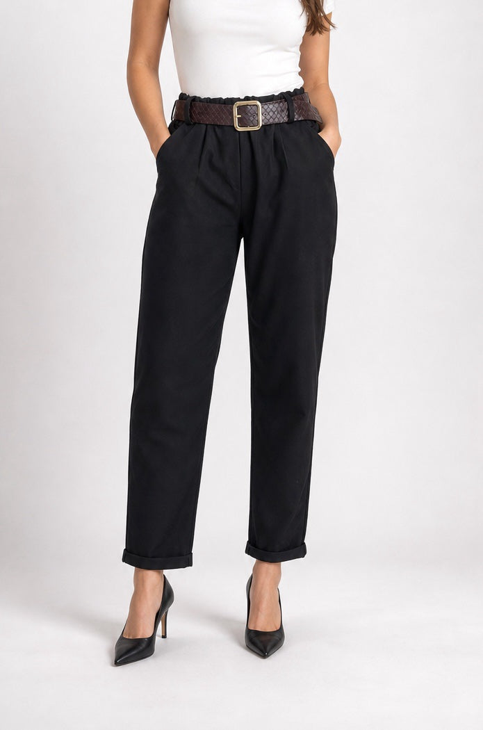 Pleated Textured Straight-Leg Trousers - Mixed Pack