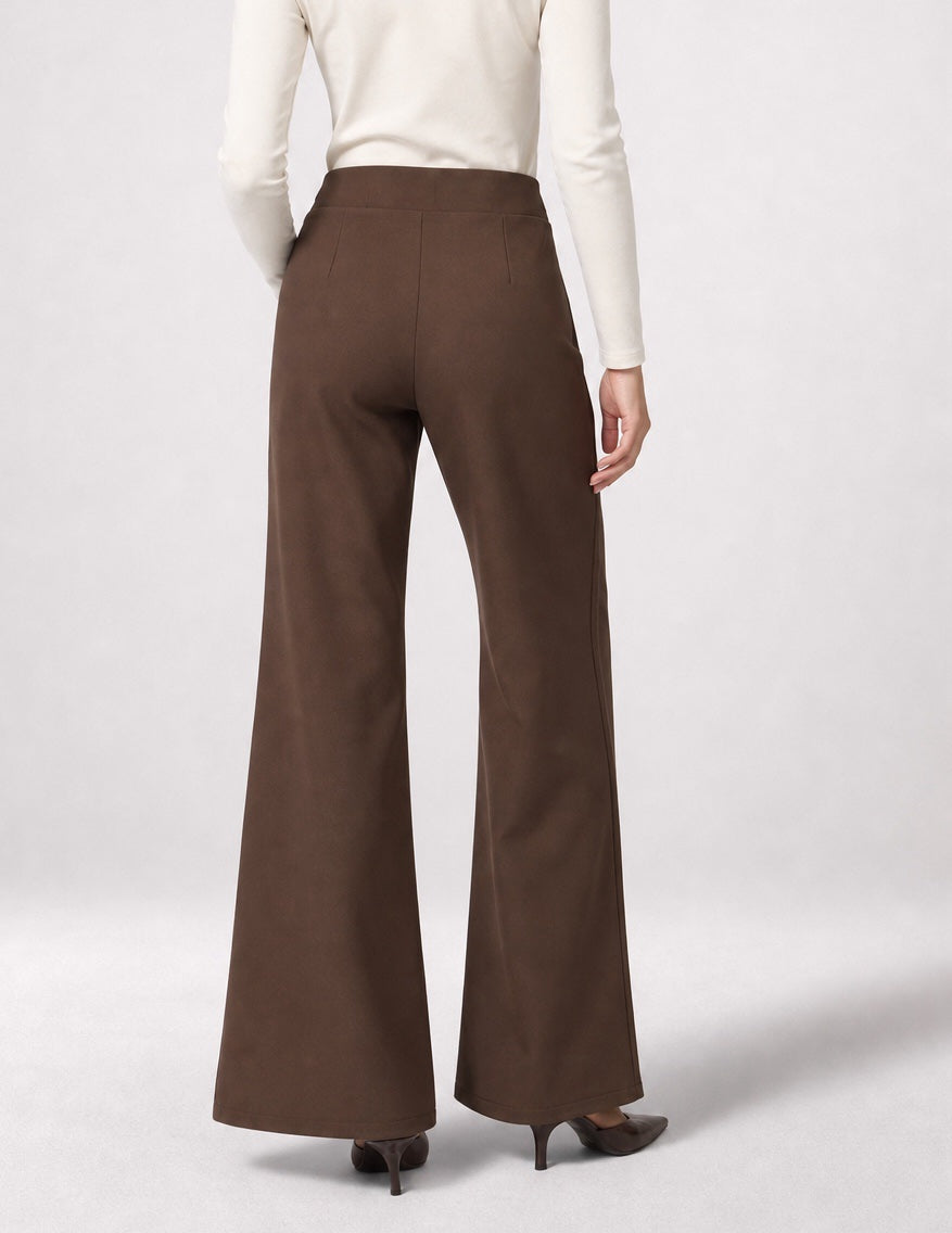Flared Tailored Trousers with Gold Hardware - Chocolate (2)