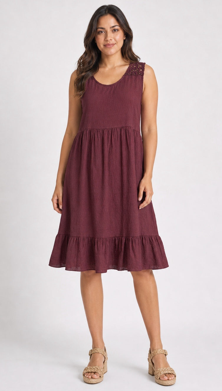 Tiered Midi Dress with Embroidered Shoulder - Mixed Pack
