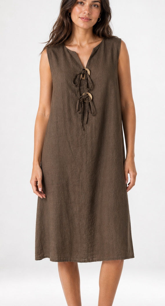 Wooden Button Tie-Front Midi Dress - Mixed Pack