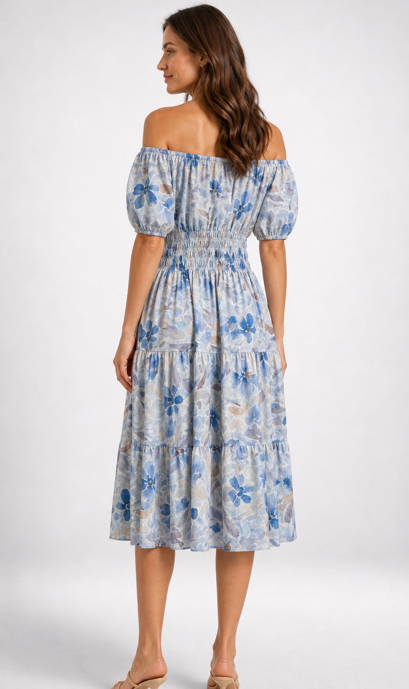 Floral Off-the-Shoulder Tiered Midi Dress - Mixed Pack (2)
