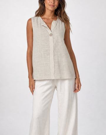 Textured Cotton V-Neck Sleeveless Top - Mixed Pack