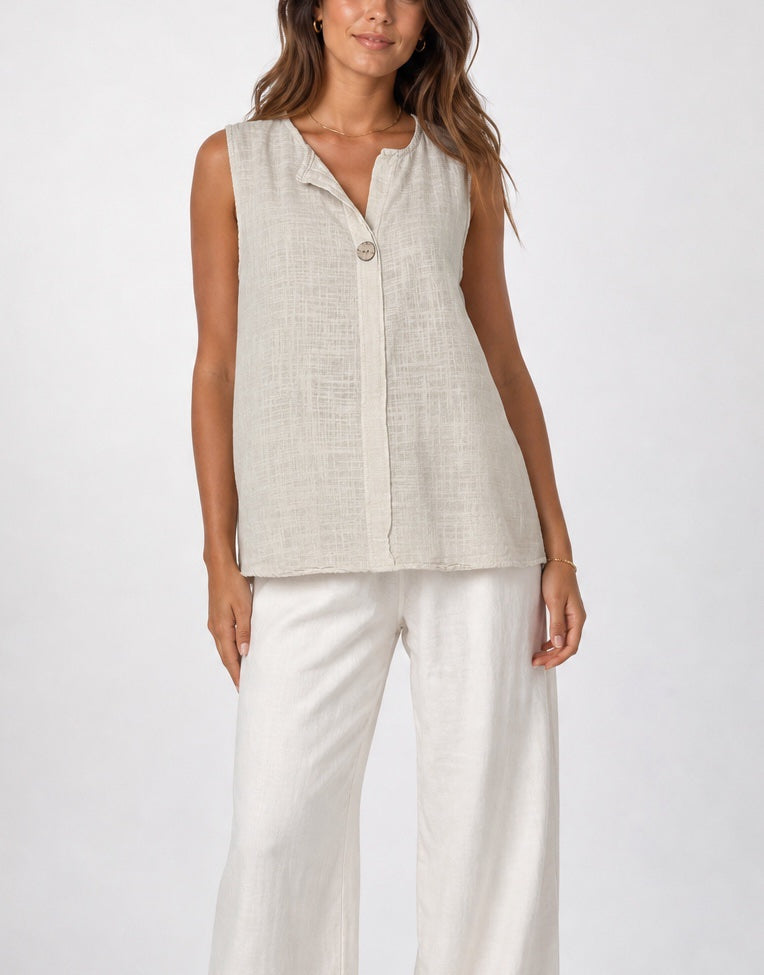 Textured Cotton V-Neck Sleeveless Top - Mixed Pack