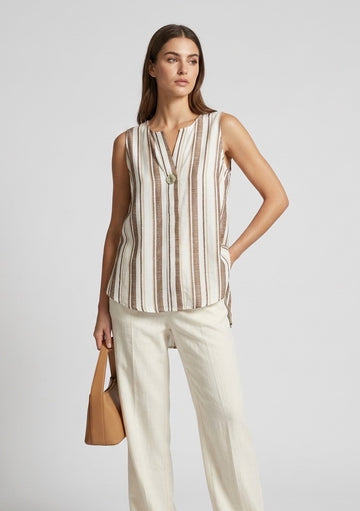 Striped Sleeveless Button Top - Mixed Pack