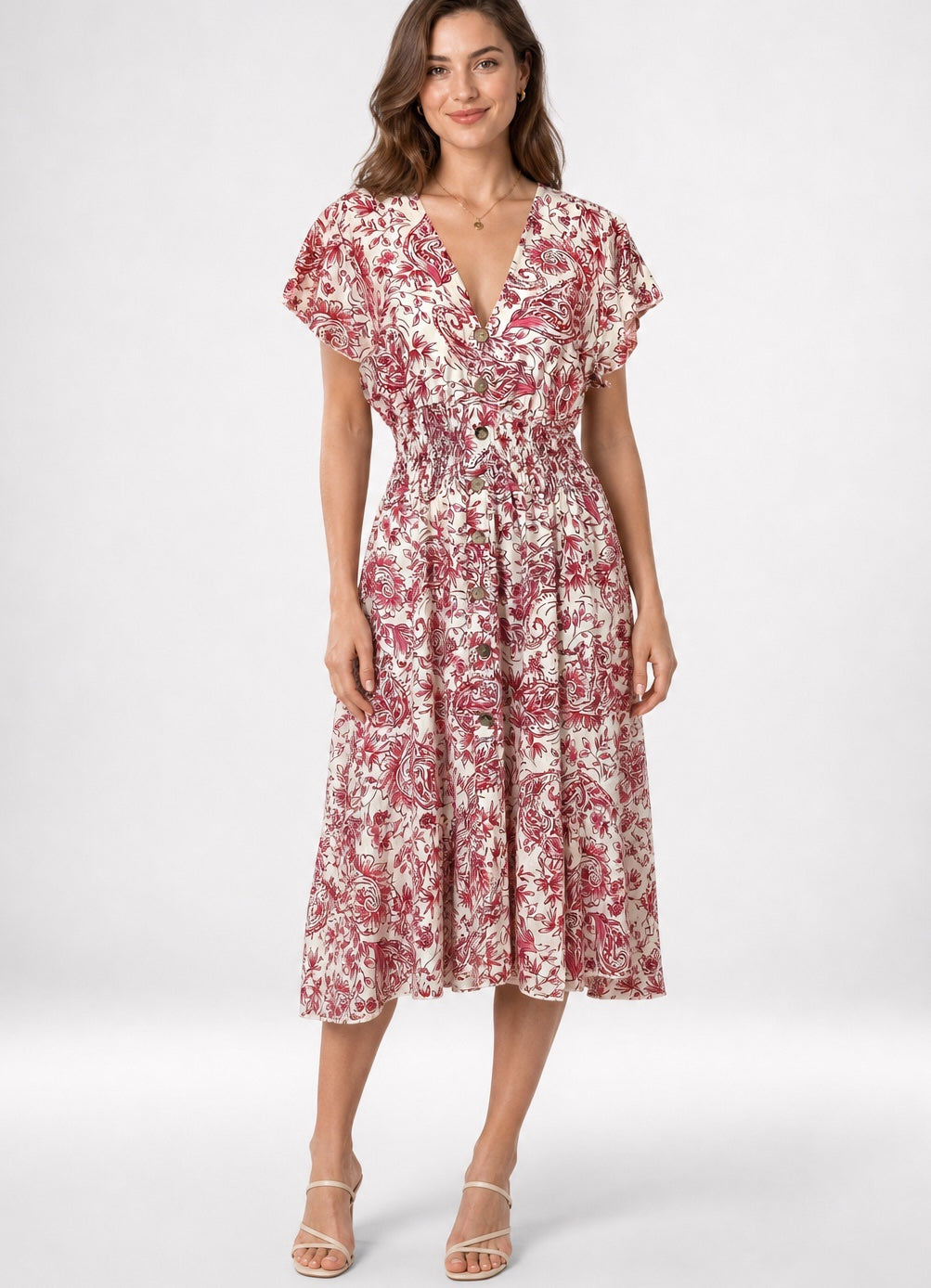 Printed Midi Dress with Flutter Sleeves - Mixed Pack