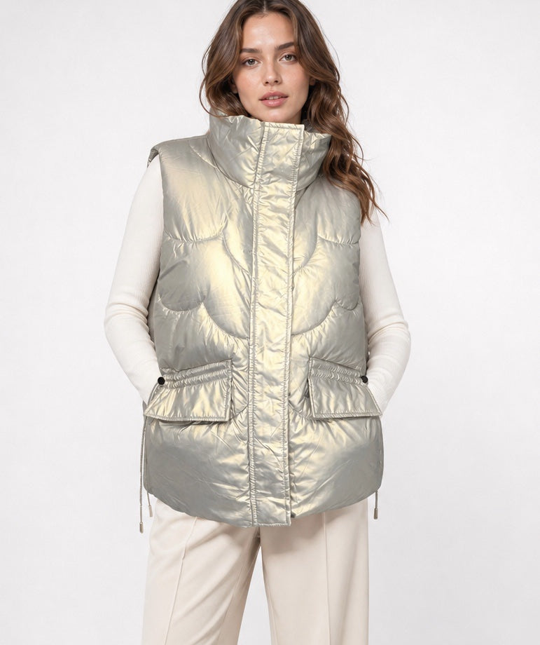 Metallic High Neck Puffer Vest - Mixed Pack