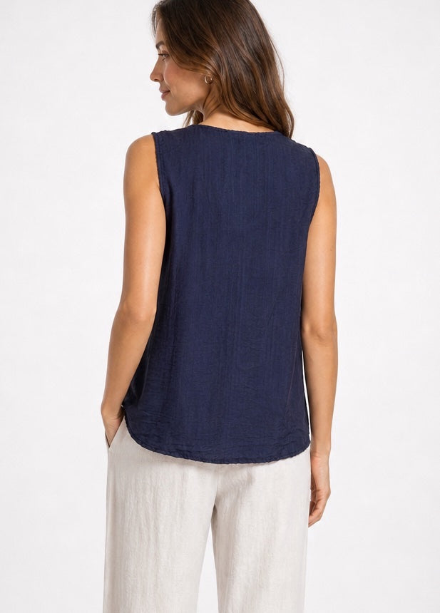 Sleeveless Button Side Crossover Hem Top - Mixed Pack (2)