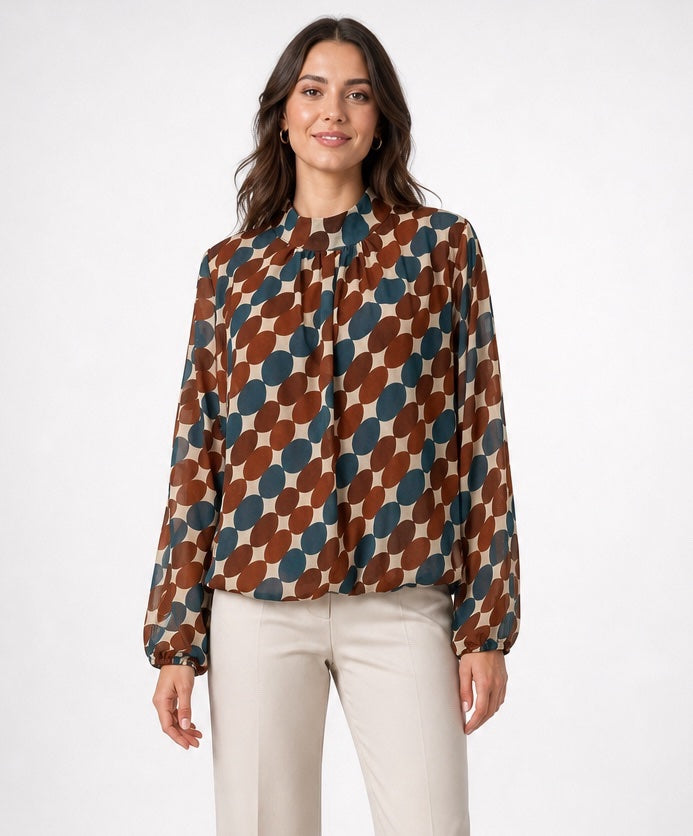 Oval Print High Neck Blouse - Mixed Pack