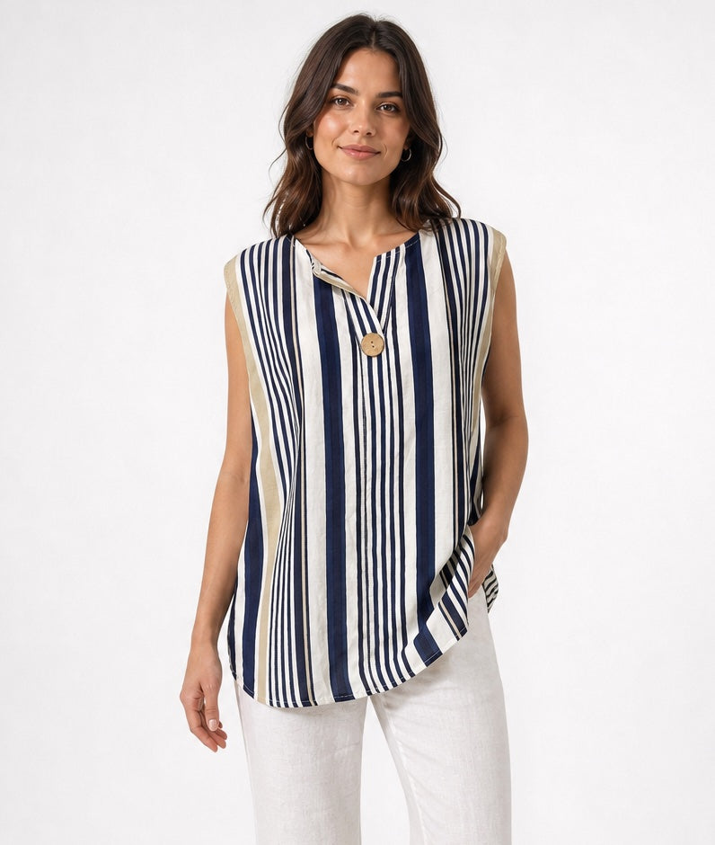 Striped V-Neck Sleeveless Blouse - Mixed Pack
