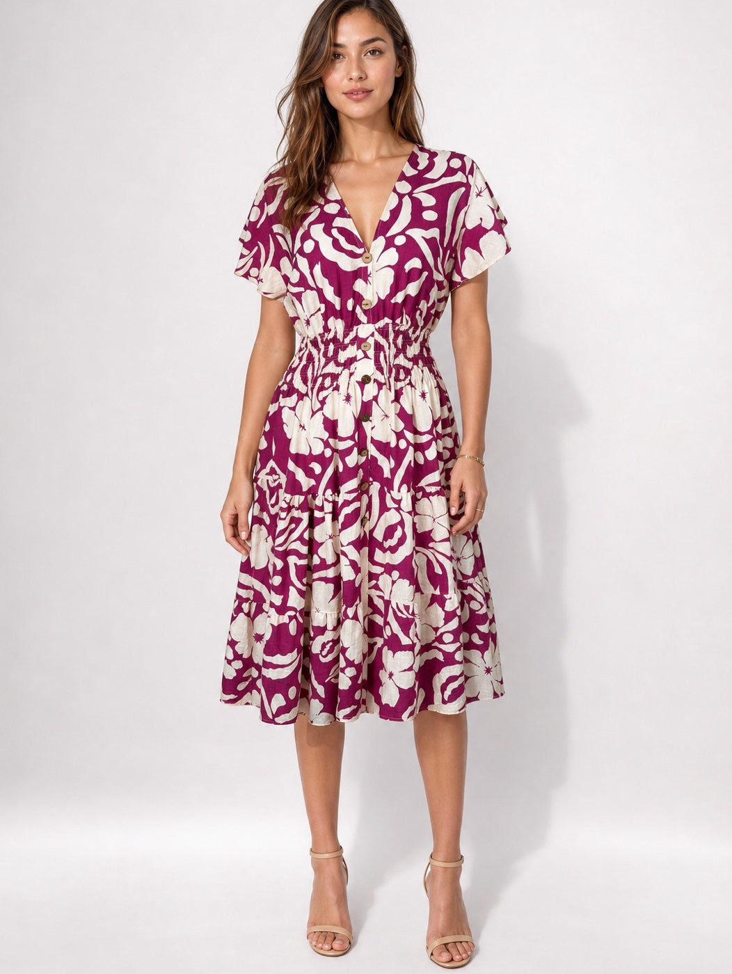 Flutter Sleeve Shirred Waist Midi Dress - Mixed Pack