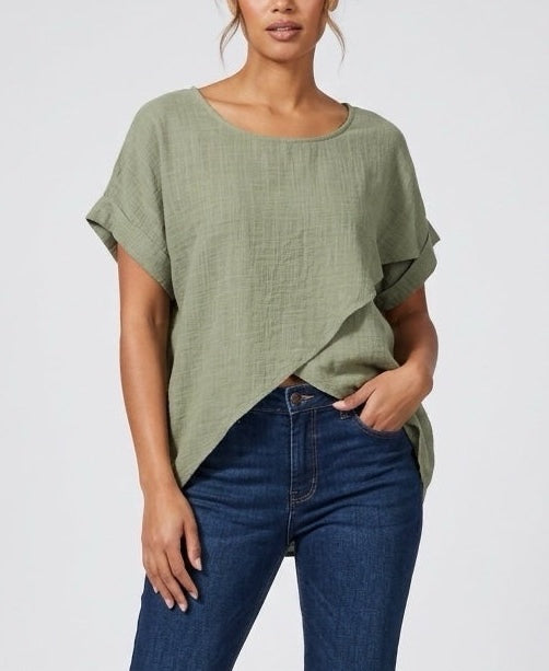 Textured Asymmetrical Hem Top - Mixed Pack (3)