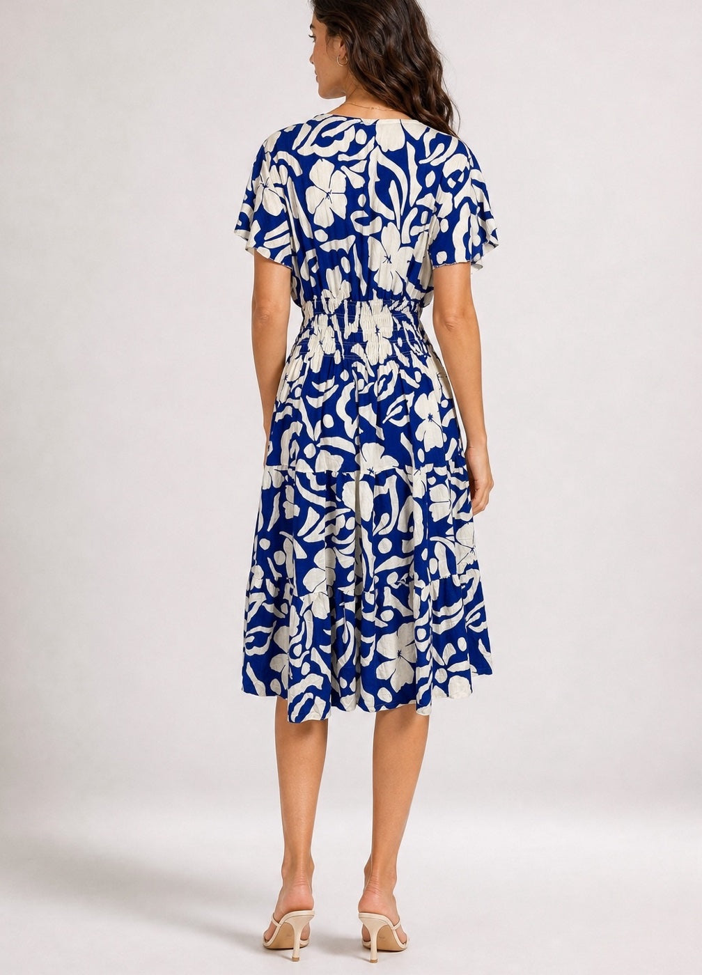 Flutter Sleeve Shirred Waist Midi Dress - Mixed Pack (2)