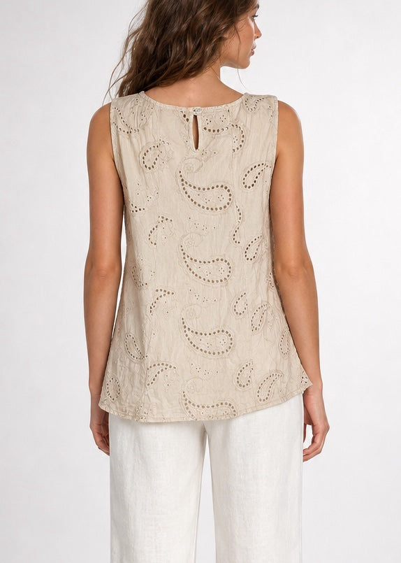 Embroidered Paisley Sleeveless Top - Mixed Pack (2)