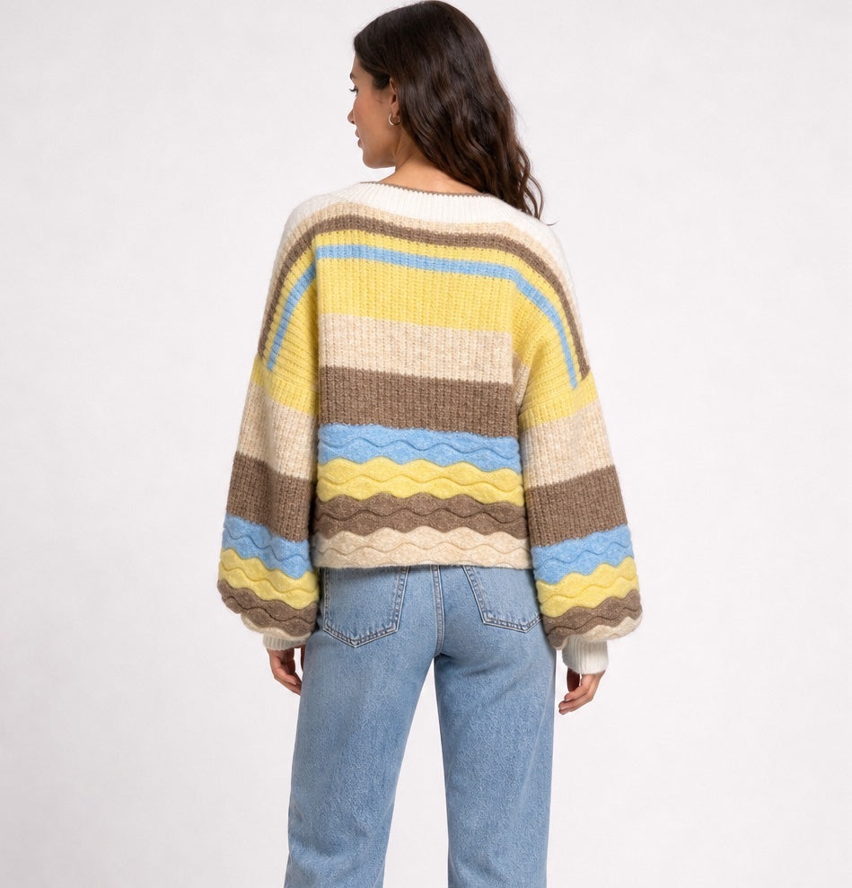 Block Stripe Wool Knit Cardigan - Mixed Pack (2)