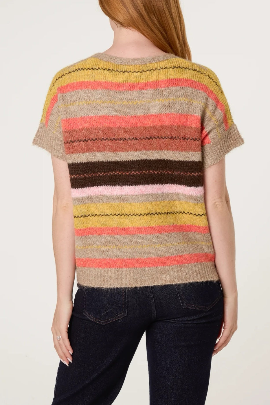 Striped Knit Button Front Cardigan - Multi (2)