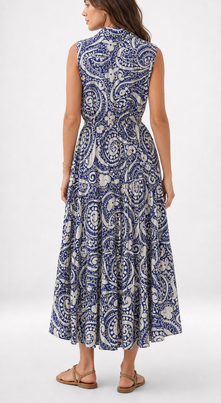 Paisley Print Shirred Waist Maxi Dress - Mixed Pack (2)