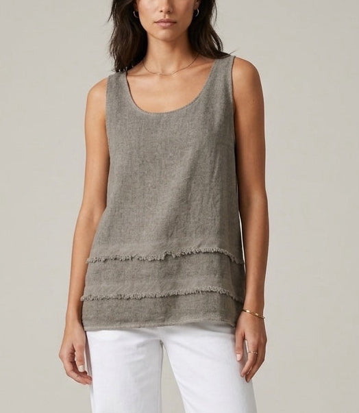 Tiered Frayed Hem Linen Blend Top - Mixed Pack
