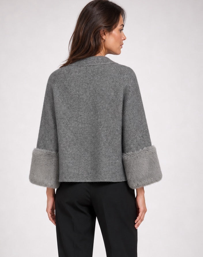 Faux Fur Trimmed Knit Cardigan - Mixed Pack (2)