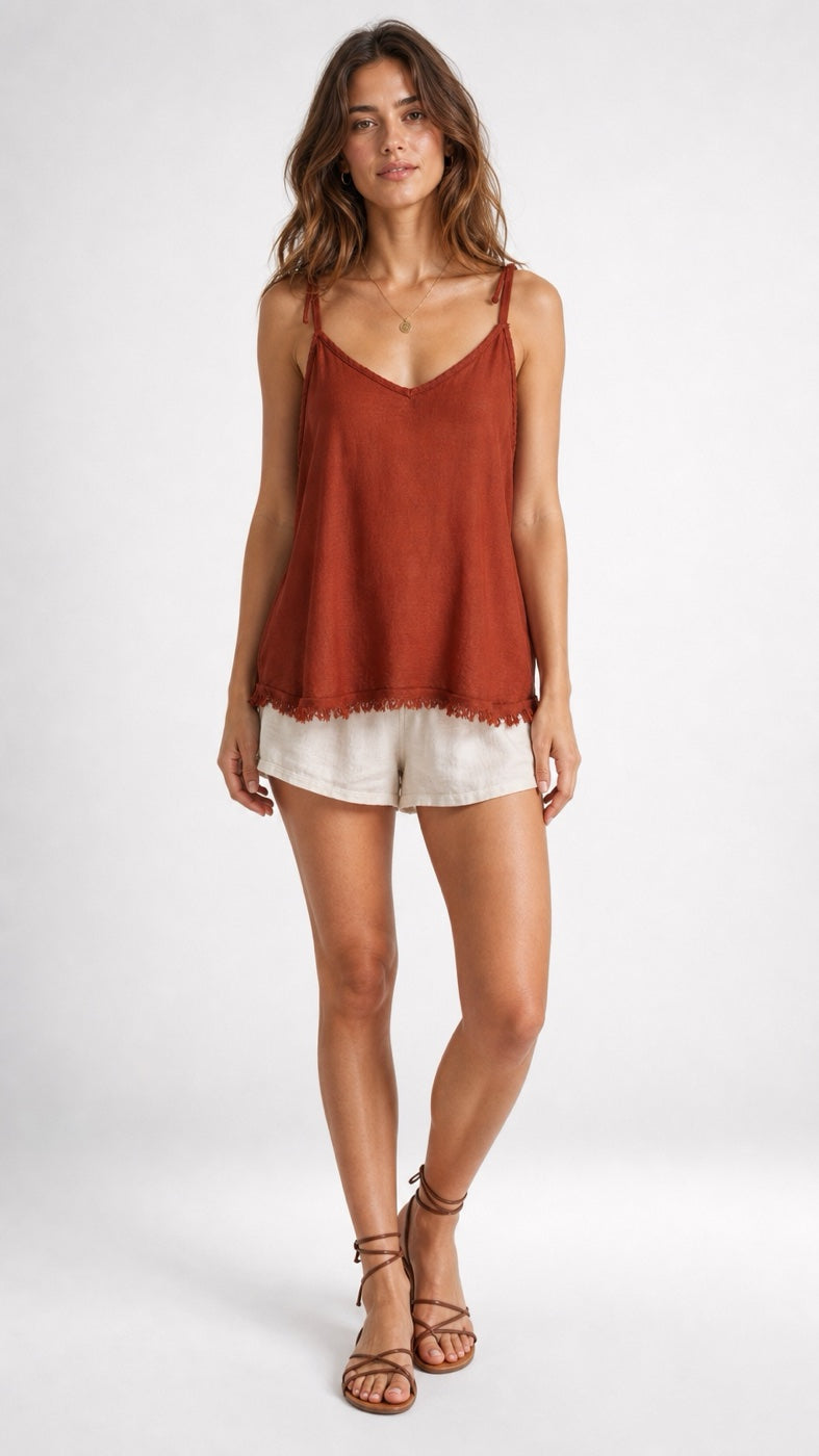 Linen Frayed Hem Cami Top - Mixed Pack