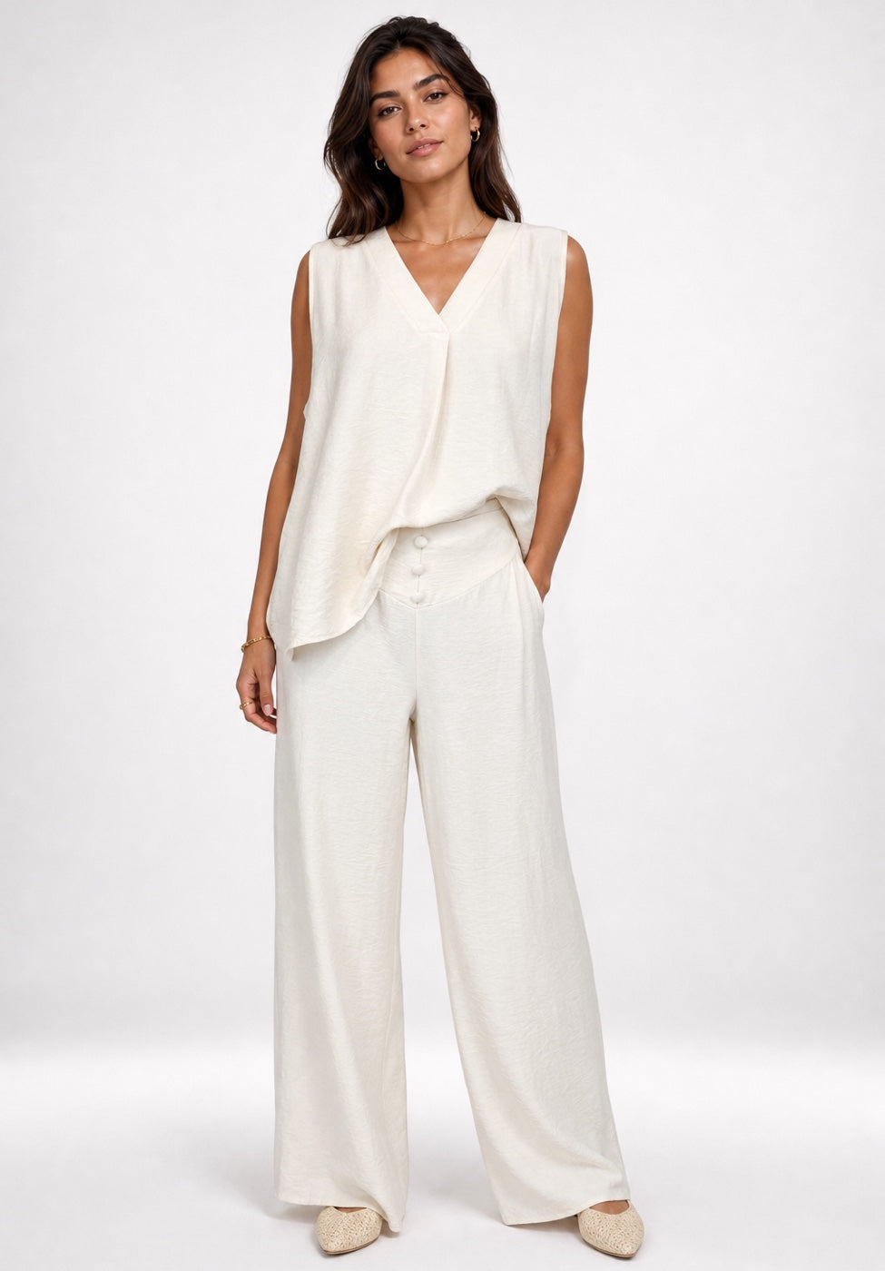 Textured V-Neck Wide-Leg Co-Ord - Mixed Pack