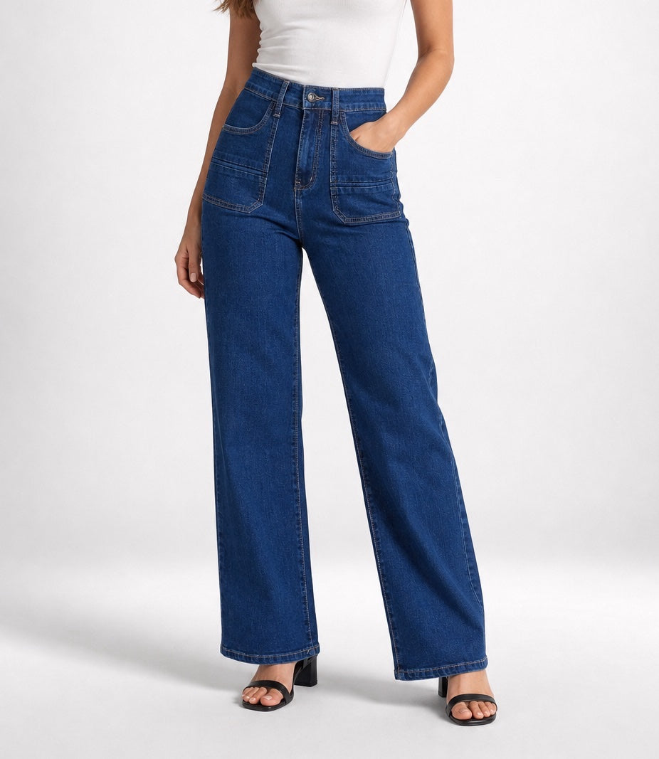 High Waist Wide Leg Jeans - Indigo