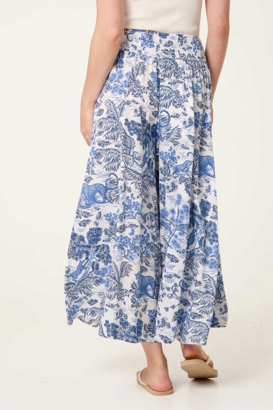 Comfort Waist Wide Leg Trousers - Blue